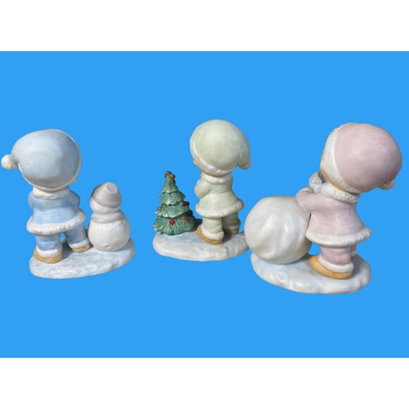 HOMCO #5613  Porcelain Winter Friends Christmas Kids Trio - Picture 6 of 10